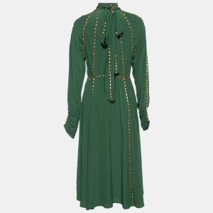 Burberry Green Silk Crystal Embellished Long Sleeve Gown S, Dresses - Luxury Closet catalog