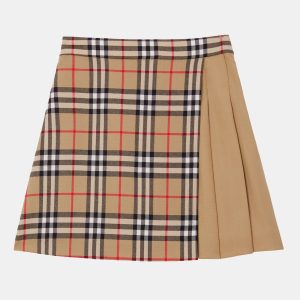 Buberry (Kids) Beige Multicolor Wool Vintage Check Pleated Skirt - 4Y US, Skirts - Luxury Closet catalog