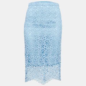 Burberry Pale Blue Lace Pencil Skirt S, Skirts - Luxury Closet
