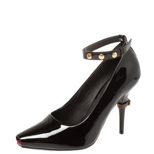 Burberry Dark Brown Patent Leather Jermyn Peep Toe Ankle Cuff Pumps Size 39.5, Pumps - Luxury Closet catalog