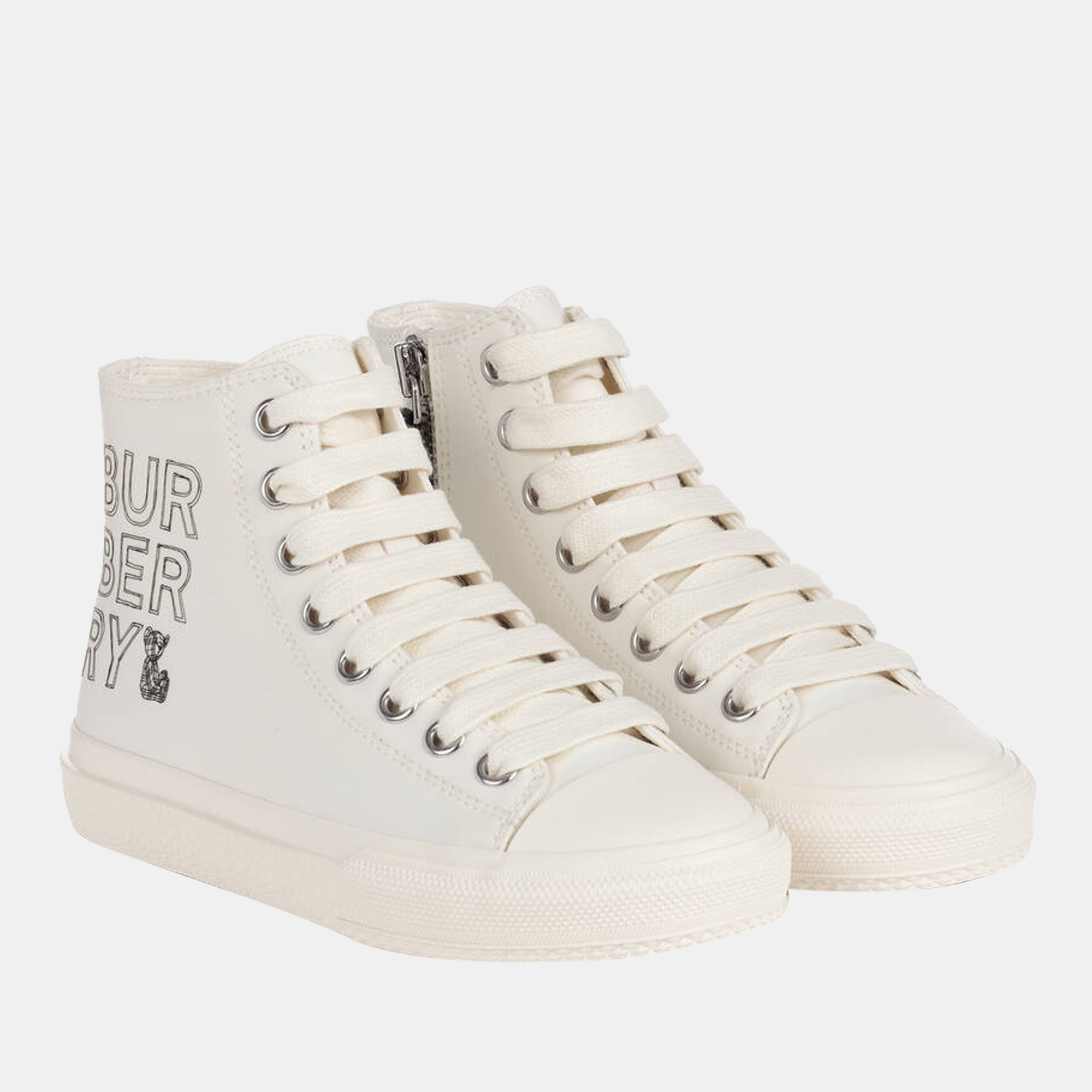 Buberry (Kids) White - Cotton Hi-Top Trainers EU 30, Athletic Shoes & Sneakers - Luxury Closet