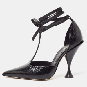 Burberry Black Snakeskin Leather Welton Sandals Size 38.5, Pumps - Luxury Closet catalog