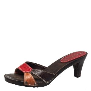 Burberry Vintage Multicolor Leather Wooden Clogs Sandals Size 40, Sandals - Luxury Closet