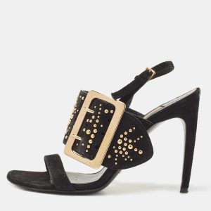 Burberry Black Suede Stud Embellished Padstow Sandals Size 37, Sandals - Luxury Closet