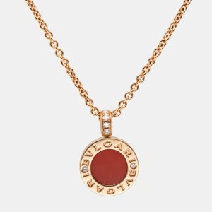 Bvlgari Bvlgari Bvlgari Diamonds Carnelian Mother of Pearl 18k Rose Gold Necklace, Necklaces - Luxury Closet catalog