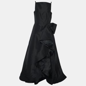Carolina Herrera Black Silk Taffeta Bow Detail Cascading Gown M, Dresses - Luxury Closet catalog
