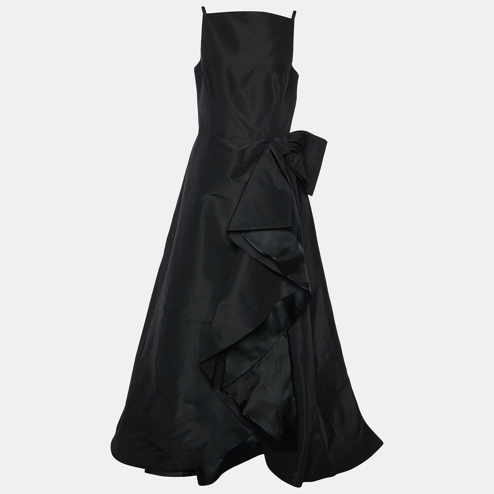 Carolina Herrera Black Silk Taffeta Bow Detail Cascading Gown M, Dresses - Luxury Closet catalog