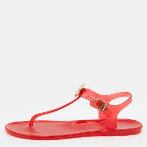 CH arolina Herrera Red Rubber Logo Thong Flat Sandals Size 37, Sandals - Luxury Closet