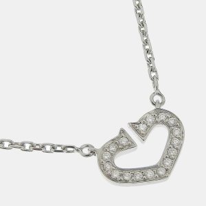 Cartier C De Cartier Heart 18K White Gold Diamond Necklace, Necklaces - Luxury Closet catalog