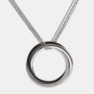 Cartier Trinity Diamond Ceramic 18k White Gold Very Large Model Necklace, Necklaces - Luxury Closet catalog