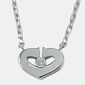 Cartier Heart C 18K White Gold Diamond Necklace, Necklaces - Luxury Closet catalog