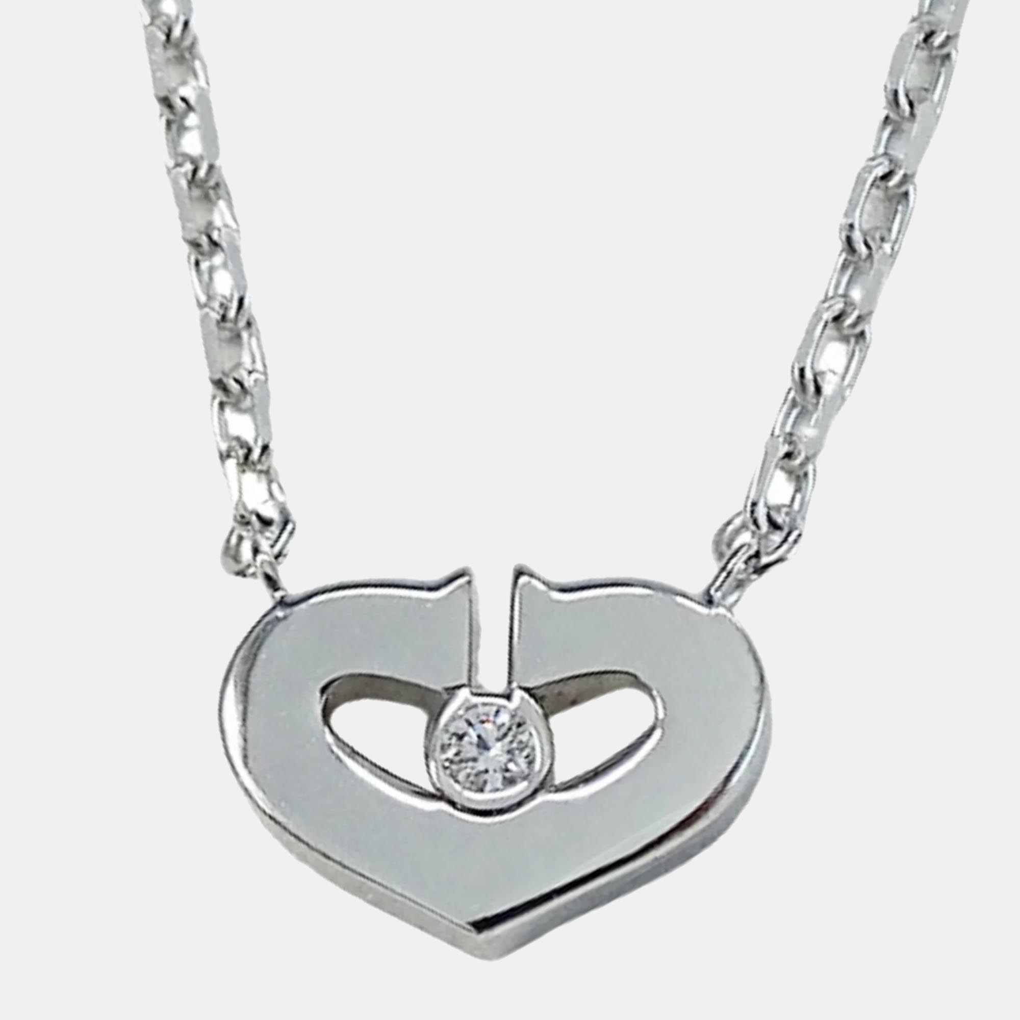 Cartier Heart C 18K White Gold Diamond Necklace, Necklaces - Luxury Closet catalog