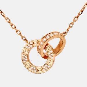 Cartier Love Diamond Interlocking Loops 18k Rose Gold Necklace, Necklaces - Luxury Closet catalog