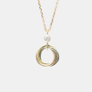 Cartier 18K Yellow Gold, Rose Gold, White Gold and Diamond Trinity Pendant Necklace, Necklaces - Luxury Closet catalog
