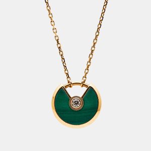 Cartier Amulette De Cartier Malachite Diamond 18k Rose Gold XS Model Necklace, Necklaces - Luxury Closet catalog