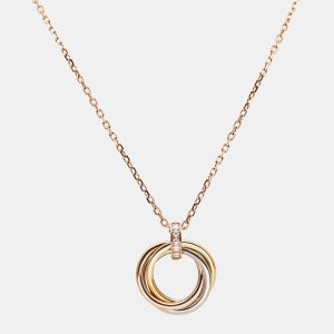 Cartier Trinity Diamond 18K Three Tone Gold Pendant Necklace, Necklaces - Luxury Closet catalog