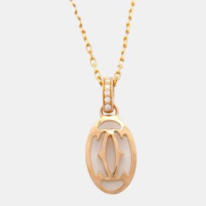 Cartier 18K Rose Gold and Diamond Double C Pendant Necklace, Necklaces - Luxury Closet catalog