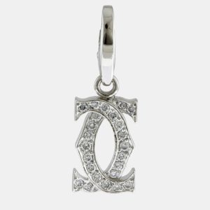 Cartier 18K White Gold and Diamond Logo Double C Pendant, Necklaces - Luxury Closet catalog