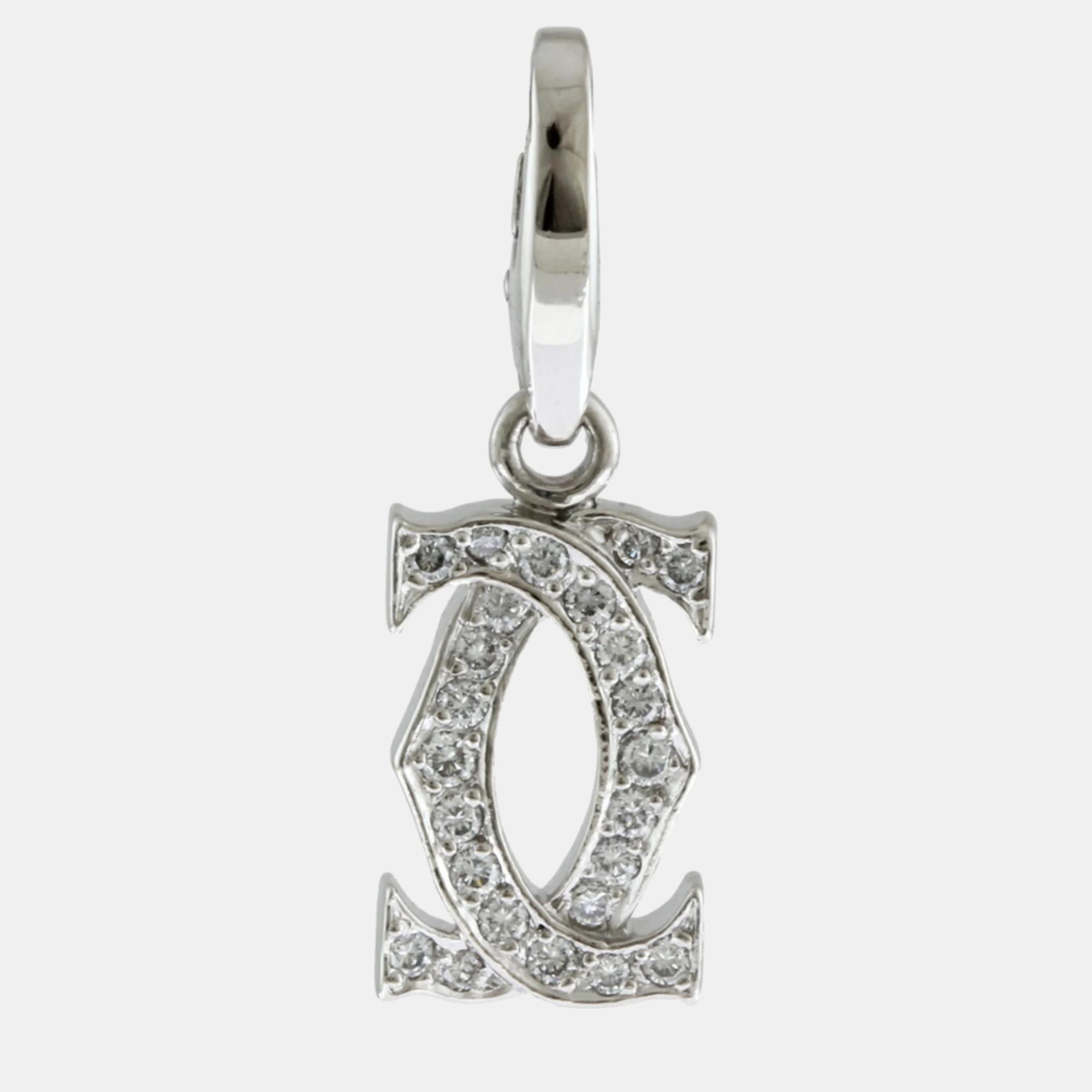 Cartier 18K White Gold and Diamond Logo Double C Pendant, Necklaces - Luxury Closet catalog