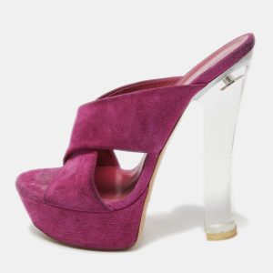 Casadei Purple Suede Platform Slide Sandals Size 36, Sandals - Luxury Closet