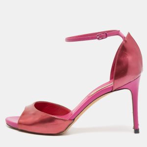 Casadei Pink Leather Candylux Ankle Strap Sandals Size 38, Sandals - Luxury Closet