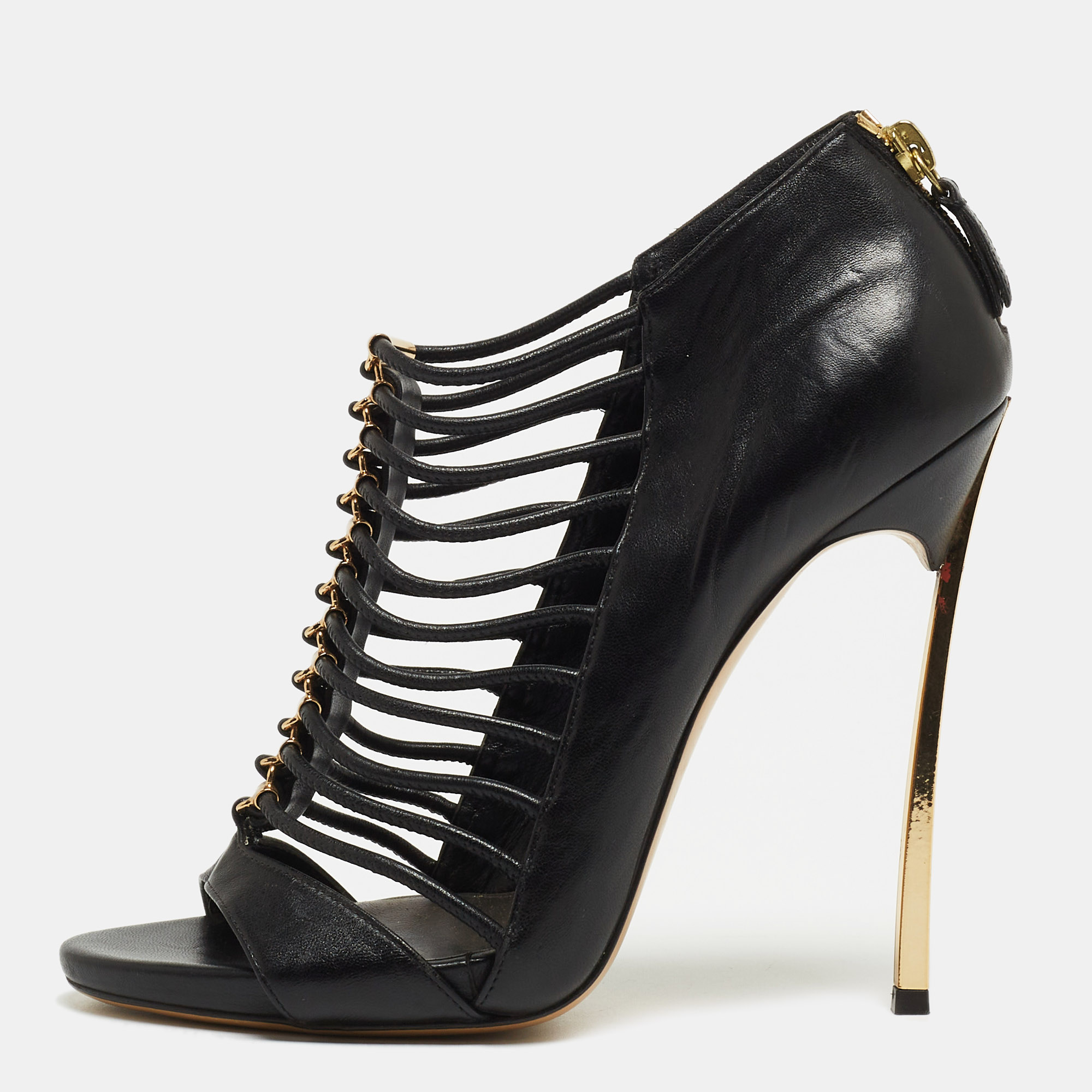 Casadei Black Leather Gladiator Sandals Size 38, Sandals - Luxury Closet