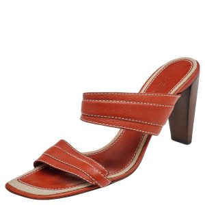Celine Orange Leather Slide Sandals Size 39.5, Sandals - Luxury Closet