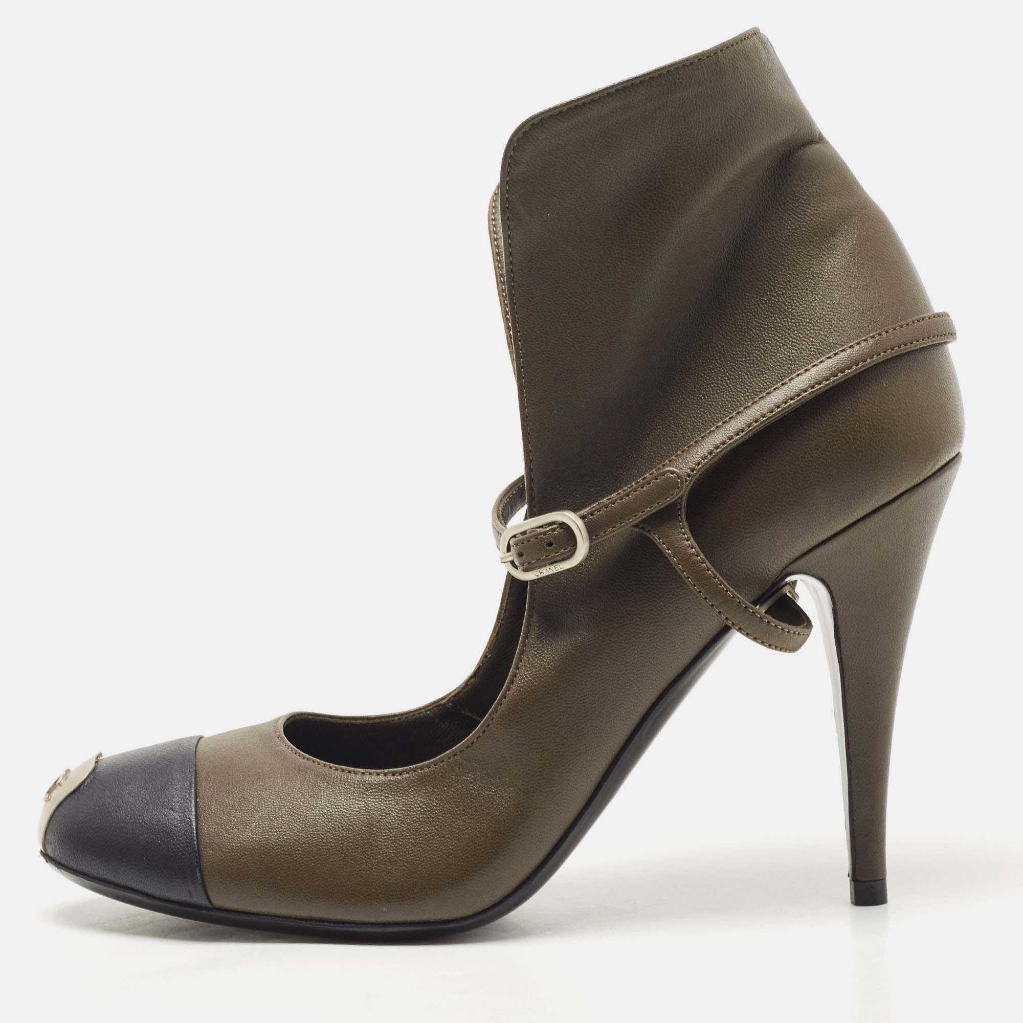 Chanel Green/Black Leather May Jane Pumps Size 38.5, Pumps - Luxury Closet catalog