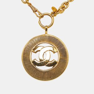 Chanel Gold Metal CC Medallion Pendant Necklace, Necklaces - Luxury Closet catalog