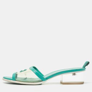Chanel Green Leather and PVC CC Slide Sandals Size 41, Sandals - Luxury Closet
