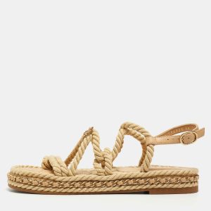 Chanel Biege Rope and Leather Dad Sandals Size 38, Sandals - Luxury Closet