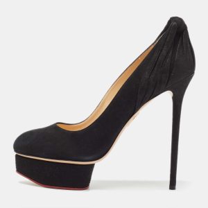 Charlotte Olympia Black Suede Josephine Platform Pumps Size 41, Pumps - Luxury Closet catalog