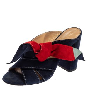 Chloe Multicolor Suede Naille Bow Sandals Size 38.5, Sandals - Luxury Closet