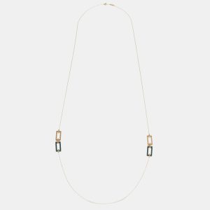 Chopard Rihanna &hearts; Chopard Ice Cube Green Ceramic 18K Rose Gold Long Sautoir Necklace, Necklaces - Luxury Closet catalog
