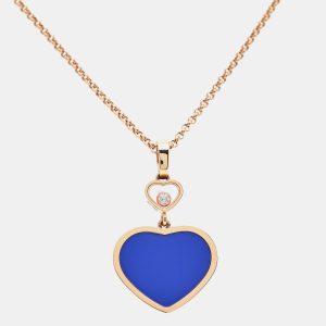 Chopard Happy Hearts Blue Stone Diamond 18k Rose Gold Necklace, Necklaces - Luxury Closet catalog