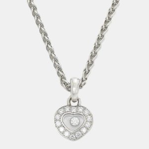 Chopard 18K White Gold and Diamond Happy Diamonds Pendant Necklace, Necklaces - Luxury Closet catalog