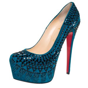 Christian Louboutin Blue Suede Decorapump Embellished Platform  Pumps Size 39, Pumps - Luxury Closet