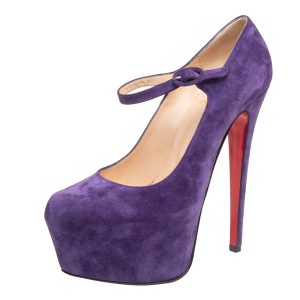 Christian Loubouton Purple Suede Daffodile Mary Jane Platform Pumps Size 37.5, Pumps - Luxury Closet catalog