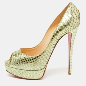 Christian Louboutin Metallic Green Python Lady Peep Pumps Size 41, Pumps - Luxury Closet catalog