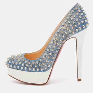Christian Louboutin Light Blue Denim Bianca Spikes Pumps Size 36, Pumps - Luxury Closet catalog