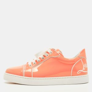Christian Louboutin Neon Peach Patent Leather Louis Junior Low Top Sneakers Size 37, Athletic Shoes & Sneakers - Luxury Closet