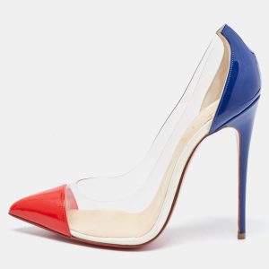 Christian Louboutin Red/Blue Patent Leather and PVC Debout Pumps Size 37, Pumps - Luxury Closet catalog