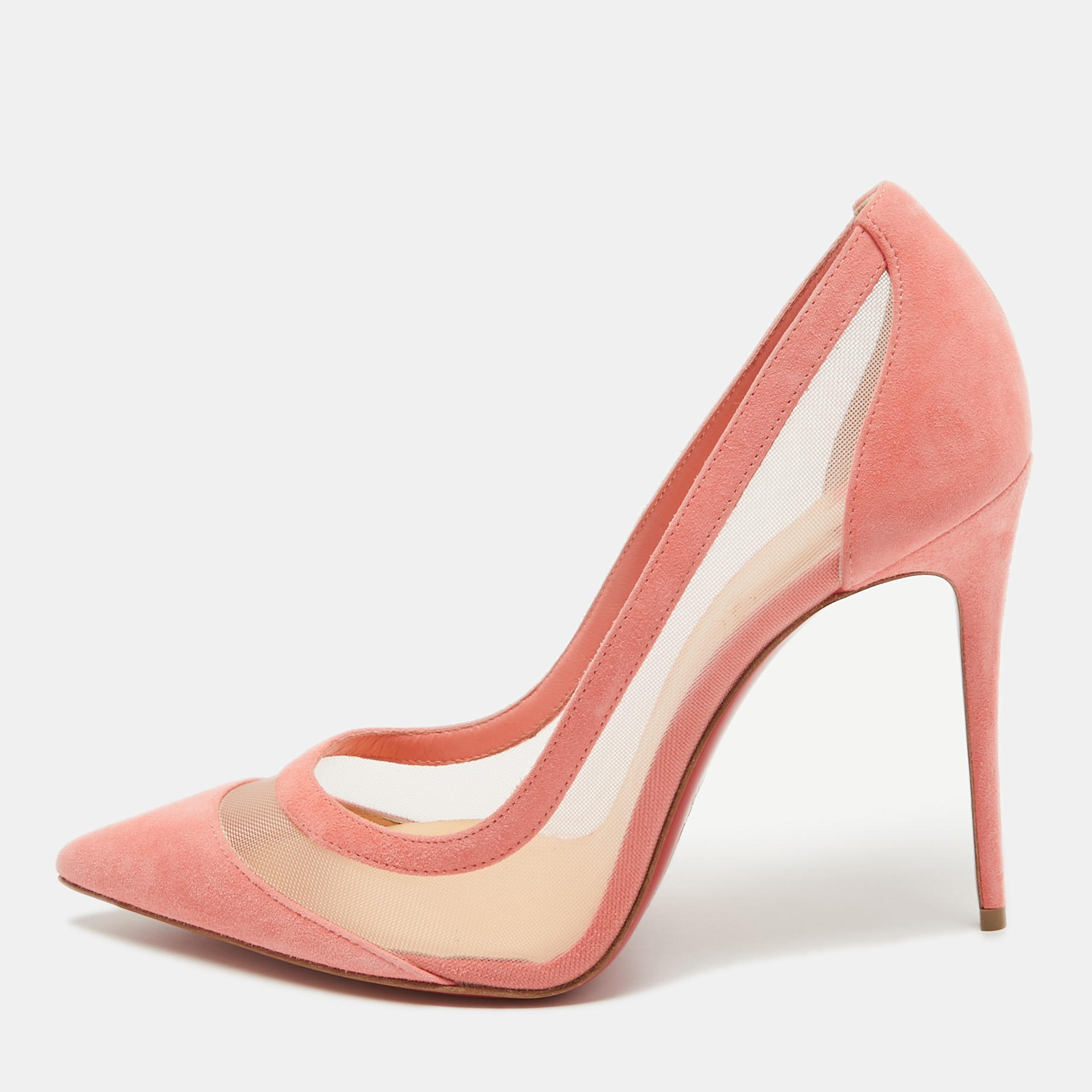 Christian Louboutin Pink Suede and Mesh Galativi Pumps Size 38.5, Pumps - Luxury Closet catalog