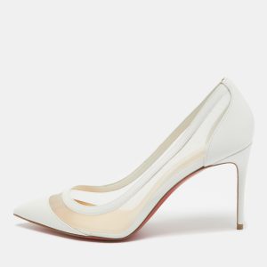 Christian Louboutin White Leather and Mesh Galativi Pumps Size 39.5, Pumps - Luxury Closet catalog