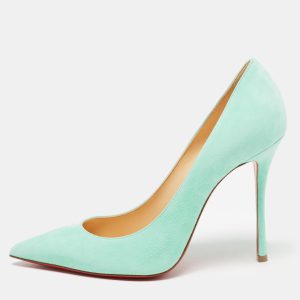 Christian Louboutin Blue Suede Decoltish Pointed Toe Pumps Size 39, Pumps - Luxury Closet