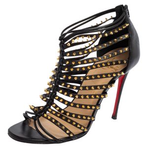 Christian Louboutin Black Studded Leather Millaclou Sandals Size 37, Sandals - Luxury Closet