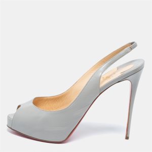 Christian Louboutin Grey Leather Private Number Sandals Size 40, Sandals - Luxury Closet