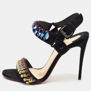 Christian Louboutin Black Suede Sova Broda Sandals Size 36.5, Sandals - Luxury Closet
