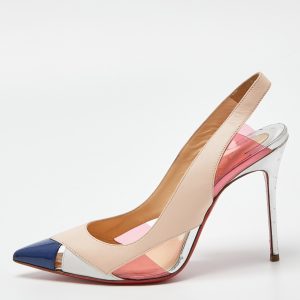 Christian Louboutin Tricolor Leather and Pvc Air Chance Slingback Sandals Size 37, Sandals - Luxury Closet
