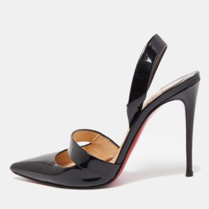 Christian Louboutin Black Patent Leather Actina Pumps Size 37, Sandals - Luxury Closet